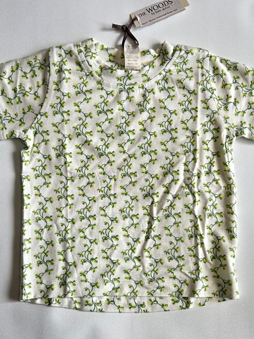 NWT Kate Quinn 6-12M The Woods Clover Stripe Modal Boxy Tee Gender Neutral